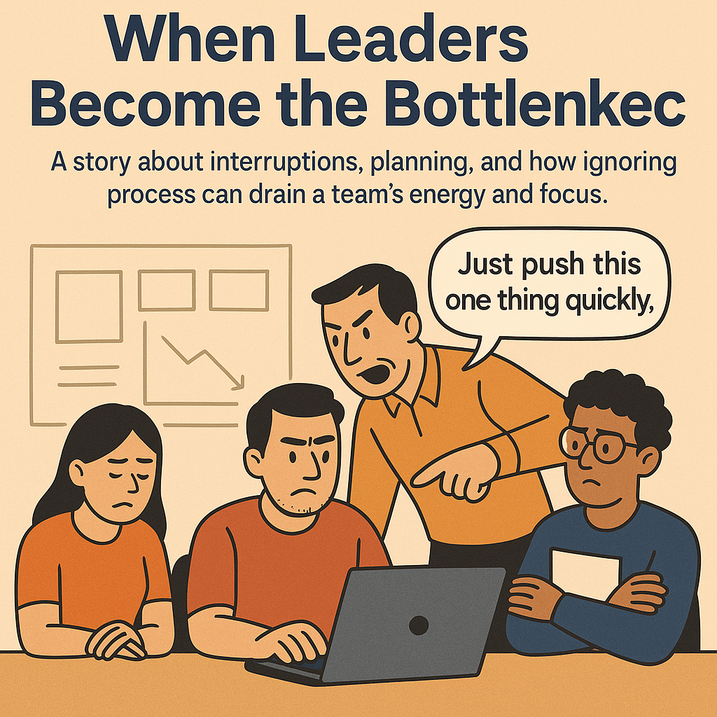 Illustration showing manager interrupting team focus